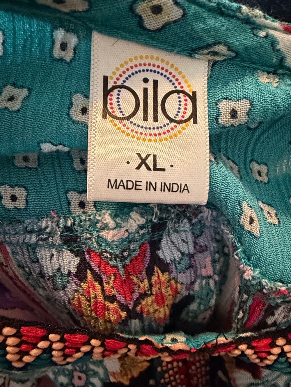 Sleeveless Floral Boho Tunic in Teal & Black - Picture 3 of 4